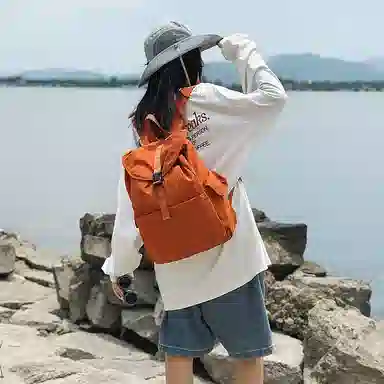 單倉 韩系潮流时尚简约设计旅行通勤背包初高中轻便耐磨 尼龙 双肩包 男女同款情侣款 多色