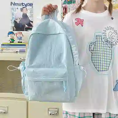 單倉 日系高级感字母设计通勤百搭 尼龙 双肩包 常规 男女同款情侣款 多色