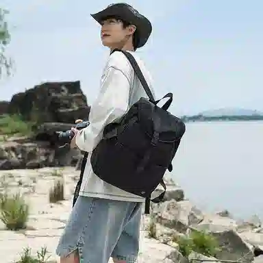 單倉 韩系潮流时尚简约设计旅行通勤背包初高中轻便耐磨 尼龙 双肩包 男女同款情侣款 多色