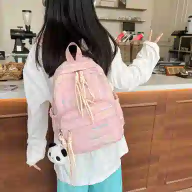單倉 高颜值小众可爱书包初高中大学生日常出行旅游便携 复合布 小背包双肩包 常规 女款 白色/黑色/粉红色/黄色