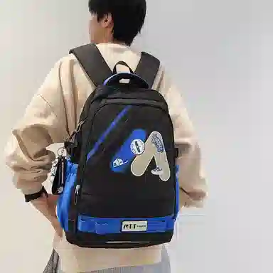 單倉 高颜值美式高街学院风初高中学生时尚潮流 尼龙 书包背包双肩包 常规 男女同款情侣款 多色