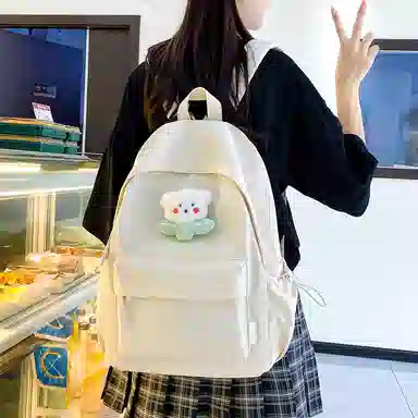 單倉 日系极简风纯色简约通勤百搭 尼龙 双肩包 常规 女款 多色
