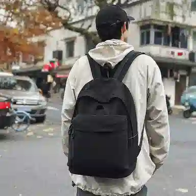 單倉 简约休闲设计感初高中学生旅行百搭大容量轻便书包 尼龙 背包双肩包 男女同款情侣款 白色/灰色/蓝色/卡其色/黑色