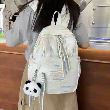 單倉 高颜值小众可爱书包初高中大学生日常出行旅游便携 复合布 小背包双肩包 常规 女款 白色/黑色/粉红色/黄色