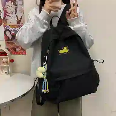 單倉 高颜值可爱腊肠狗轻便耐磨背包学院风初高中学生大容量通勤百搭书包 牛津布 双肩包 常规 男女同款情侣款 白色/黄色/蓝色/黑色