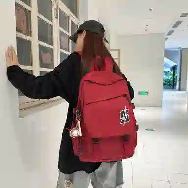 單倉 韩系高颜值卡通设计通勤百搭学院风背包初高中学生大容量轻便耐磨书包 尼龙 双肩包 常规 男女同款情侣款 白色/红色/灰色/黑色