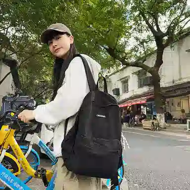 單倉 简约时尚简约设计轻便耐磨学院风背包大容量通勤百搭书包 尼龙 双肩包 常规 男女同款情侣款 米白色/卡其色/绿色/黑色