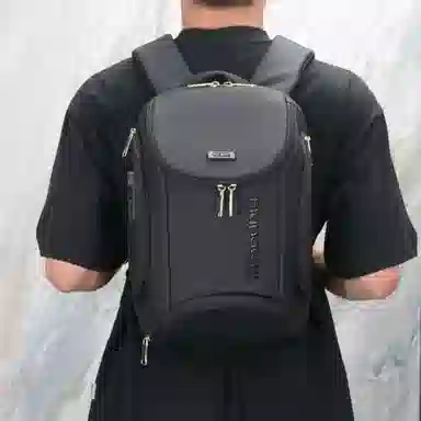 單倉 商务旅行百搭 尼龙布 双肩包 常规 男款 黑色