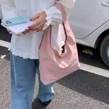 單倉 纯色简约优雅设计轻便耐磨学院风腋下斜挎包初高中学生大容量通勤百搭手提包 布 单肩包 常规 女款 白色/黑色/黄色/蓝色/粉色