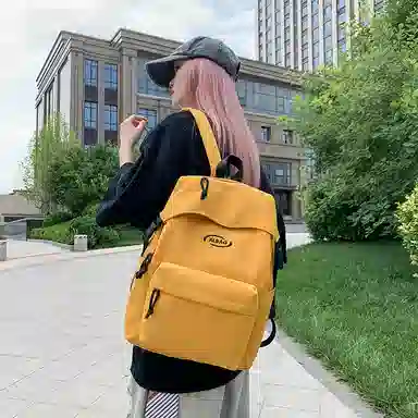 單倉 韩系高颜值简约字母时尚设计背包初高中学生大容量通勤百搭 尼龙 双肩包 男女同款情侣款 黑色/红色/黄色/卡其色/蓝色