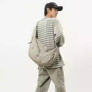 單倉 高颜值扎染时尚手提包潮流初高中学生大容量斜挎包 尼龙 手拎单肩包 男女同款情侣款 白色/红色/绿色/黑色