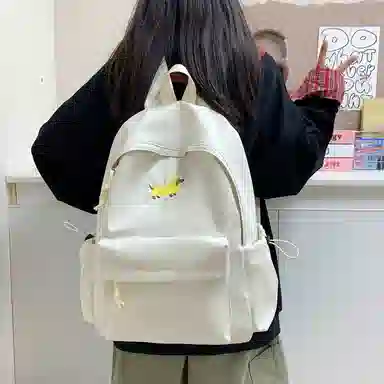 單倉 高颜值可爱腊肠狗轻便耐磨背包学院风初高中学生大容量通勤百搭书包 牛津布 双肩包 常规 男女同款情侣款 白色/黄色/蓝色/黑色