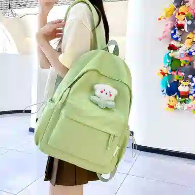 單倉 日系极简风纯色简约通勤百搭 尼龙 双肩包 常规 女款 多色