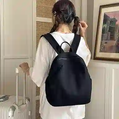 單倉 日系简约时尚设计通勤百搭学院风背包初高中学生大容量轻便耐磨书包 网格布 双肩包 常规 男女同款情侣款 白色/蓝色/卡其色/黑色