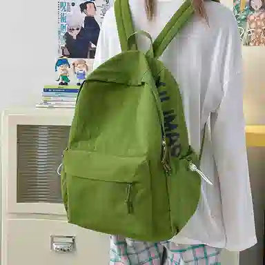 單倉 日系高级感字母设计通勤百搭 尼龙 双肩包 常规 男女同款情侣款 多色