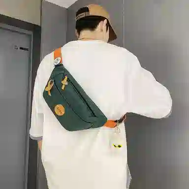單倉 日系撞色设计大容量通勤百搭 尼龙 胸包 常规 男女同款情侣款 多色