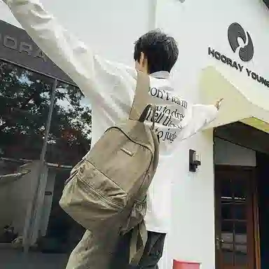 單倉 简约时尚简约设计轻便耐磨学院风背包大容量通勤百搭书包 尼龙 双肩包 常规 男女同款情侣款 米白色/卡其色/绿色/黑色