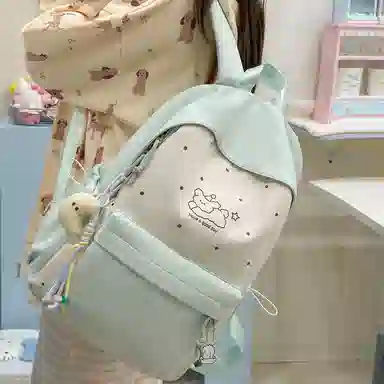 單倉 高颜值韩系卡通印花 尼龙 双肩包 常规 女款 多色