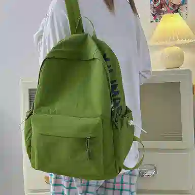 單倉 日系高级感字母设计通勤百搭 尼龙 双肩包 常规 男女同款情侣款 多色
