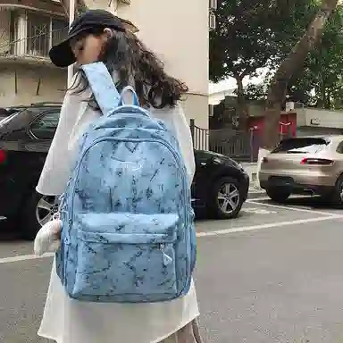 單倉 韩系高颜值扎染小众设计通勤百搭学院风背包初高中学生书包 尼龙 双肩包 常规 男女同款情侣款 白色/红色/蓝色/深蓝色