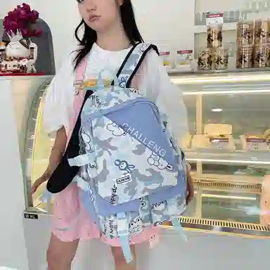 單倉 小众晕染设计休闲简约日常通勤时尚百搭 尼龙 双肩包 男女同款情侣款 黑色/蓝色/粉色/紫色/灰色/绿色