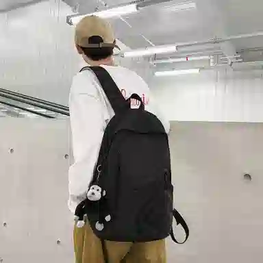 單倉 潮酷休闲大容量美式字母初高中学生短途旅行通勤 尼龙 书包背包双肩包 男女同款情侣款 灰色/卡其色/蓝色/红色