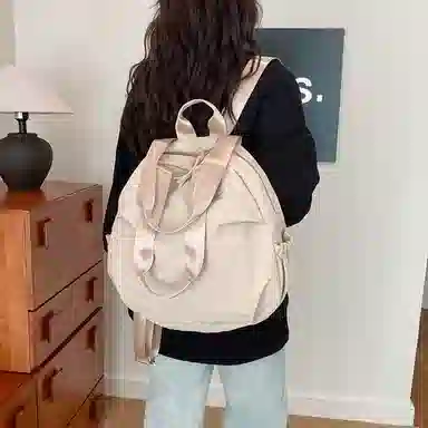 單倉 简约百搭时尚 尼龙 双肩包 男女同款情侣款 白色/米白色/浅绿色/黑色