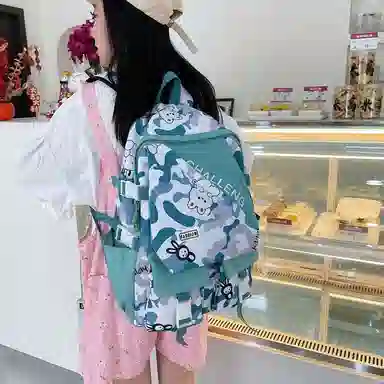 單倉 小众晕染设计休闲简约日常通勤时尚百搭 尼龙 双肩包 男女同款情侣款 黑色/蓝色/粉色/紫色/灰色/绿色