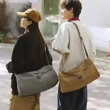 單倉 高级感简约休闲设计初高中学生通勤百搭 尼龙 手拎斜挎单肩包 男女同款情侣款 米白色/卡其色/绿色/黑色