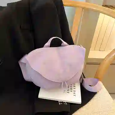 單倉 休闲简约轻便运动 尼龙布 斜挎包 男女同款情侣款 米白色/黑色/紫色/卡其色/绿色