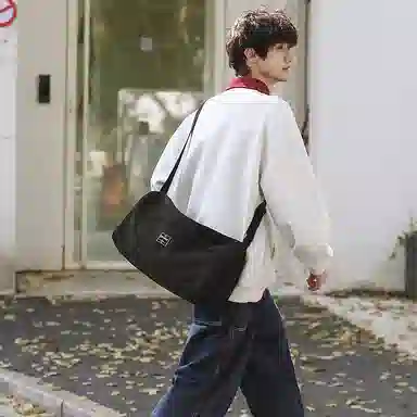 單倉 高级感简约休闲设计初高中学生通勤百搭 尼龙 手拎斜挎单肩包 男女同款情侣款 米白色/卡其色/绿色/黑色