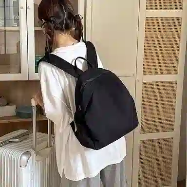 單倉 日系简约时尚设计通勤百搭学院风背包初高中学生大容量轻便耐磨书包 网格布 双肩包 常规 男女同款情侣款 白色/蓝色/卡其色/黑色