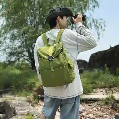單倉 韩系潮流时尚简约设计旅行通勤背包初高中轻便耐磨 尼龙 双肩包 男女同款情侣款 多色