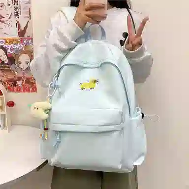 單倉 高颜值可爱腊肠狗轻便耐磨背包学院风初高中学生大容量通勤百搭书包 牛津布 双肩包 常规 男女同款情侣款 白色/黄色/蓝色/黑色