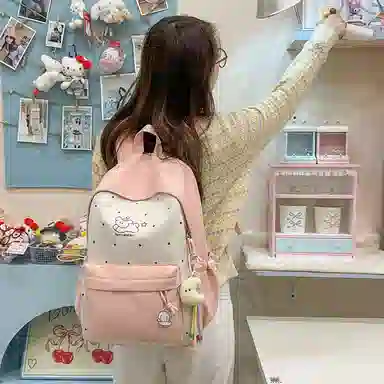 單倉 高颜值韩系卡通印花 尼龙 双肩包 常规 女款 多色