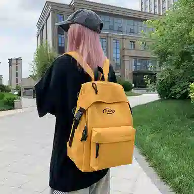 單倉 韩系高颜值简约字母时尚设计背包初高中学生大容量通勤百搭 尼龙 双肩包 男女同款情侣款 黑色/红色/黄色/卡其色/蓝色