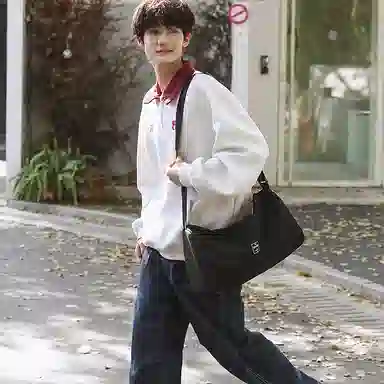 單倉 高级感简约休闲设计初高中学生通勤百搭 尼龙 手拎斜挎单肩包 男女同款情侣款 米白色/卡其色/绿色/黑色