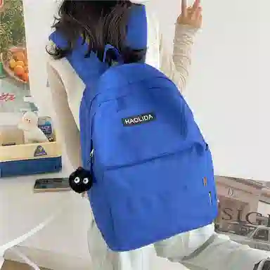單倉 韩版休闲简约设计初高中通勤百搭背包 尼龙 双肩包 常规 男女同款情侣款 白色/黑色/红色/卡其色/蓝色