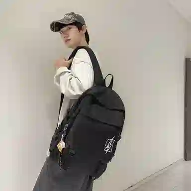 單倉 韩系高颜值卡通设计通勤百搭学院风背包初高中学生大容量轻便耐磨书包 尼龙 双肩包 常规 男女同款情侣款 白色/红色/灰色/黑色