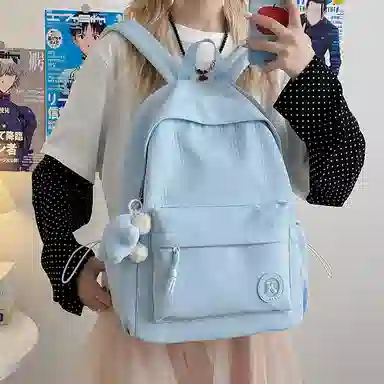 單倉 日系简约百搭大容量纯色小清新 涤纶 双肩包 男女同款情侣款 多色