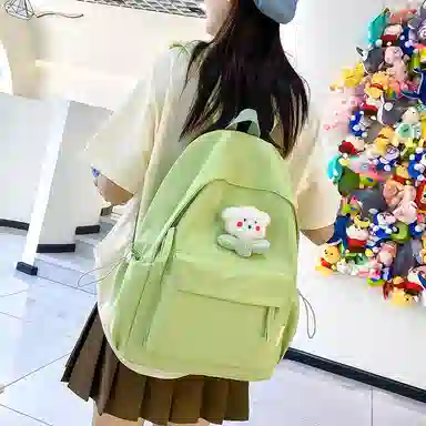 單倉 日系极简风纯色简约通勤百搭 尼龙 双肩包 常规 女款 多色