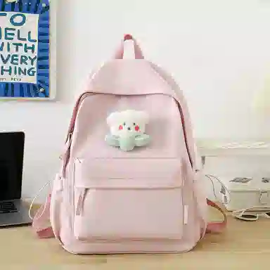 單倉 日系极简风纯色简约通勤百搭 尼龙 双肩包 常规 女款 多色