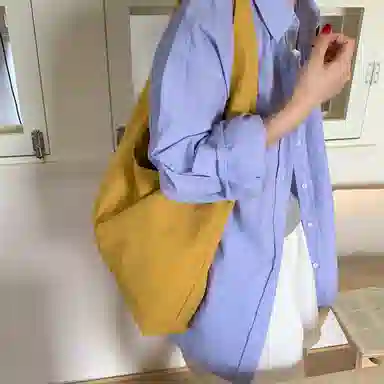 單倉 纯色简约优雅设计轻便耐磨学院风腋下斜挎包初高中学生大容量通勤百搭手提包 布 单肩包 常规 女款 白色/黑色/黄色/蓝色/粉色