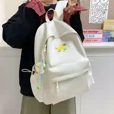 單倉 高颜值可爱腊肠狗轻便耐磨背包学院风初高中学生大容量通勤百搭书包 牛津布 双肩包 常规 男女同款情侣款 白色/黄色/蓝色/黑色