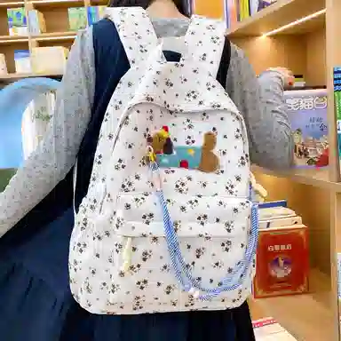 單倉 可爱腊肠狗波点初高中学生书包百搭背包 尼龙 双肩包 常规 女款 多色