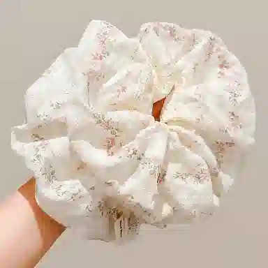 水中玉 小清新碎花褶皱大肠发圈后脑勺简约百搭不伤发扎发发绳发饰 皮筋 头绳 女款