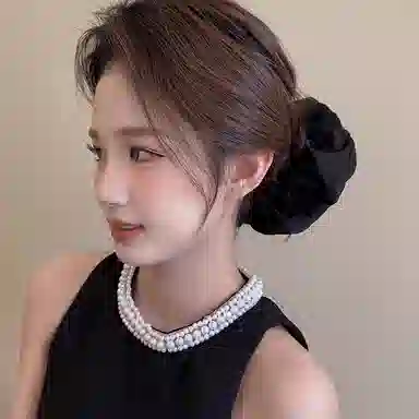 水中玉 黑色大肠发圈高级感头饰扎头发发绳气质百搭发饰 布艺 头绳 女款