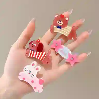 水中玉 可爱卡通萌宠发卡套装百搭侧边夹发饰气质刘海夹碎发头饰 合金 发夹 女款