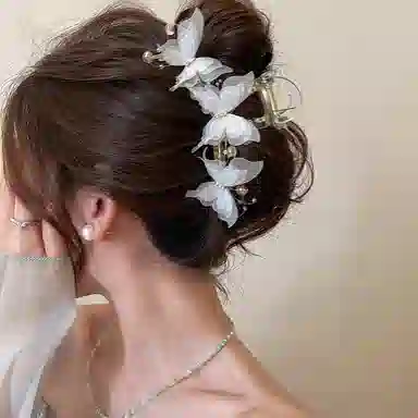 水中玉 蝴蝶抓夹大号高级感甜美夹子后脑勺盘发发卡头饰鲨鱼夹 发夹 女款