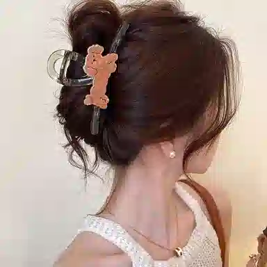 水中玉 卡通小狗抓夹高级感后脑勺夹子鲨鱼夹盘发发卡头饰 亚克力 发夹 女款